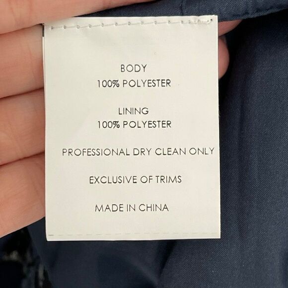 Theia Metallic Floral Jacquard A-Line Dress Knee Length Beaded Sequin Blue 2 - Picture 14 of 15